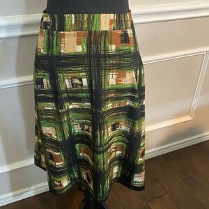 Lane Bryant Aline Skirt || Size 14 || Green, Black, Brown, Cream, Tan